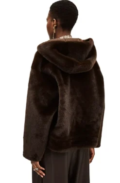 Pandy Faux Fur Jacket in Chocolate Brown