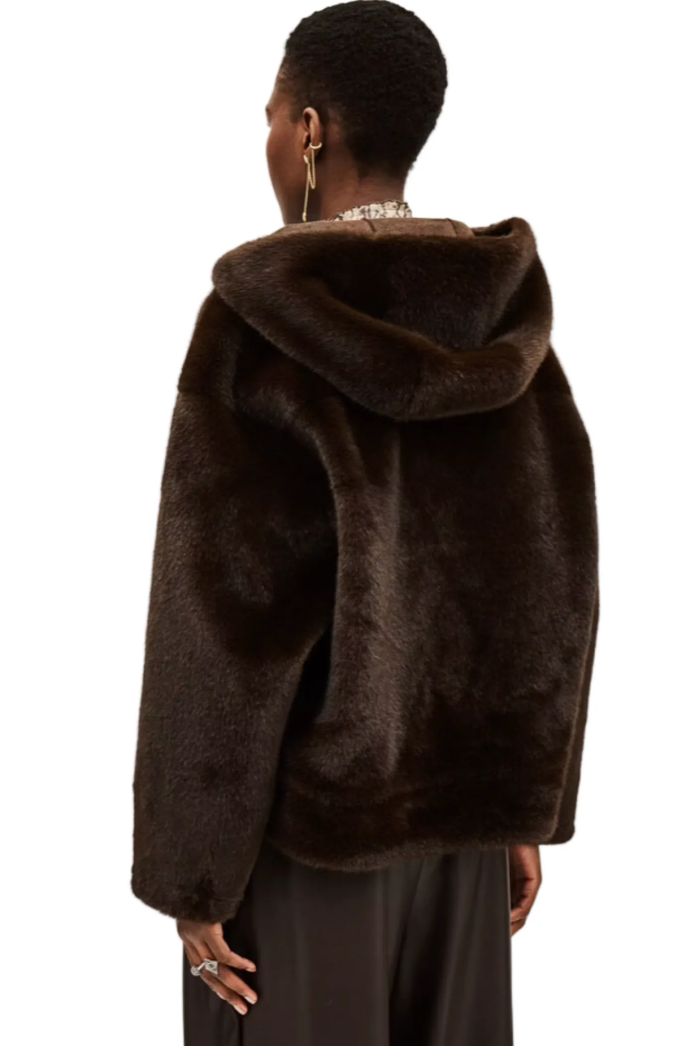 Pandy Faux Fur Jacket in Chocolate Brown
