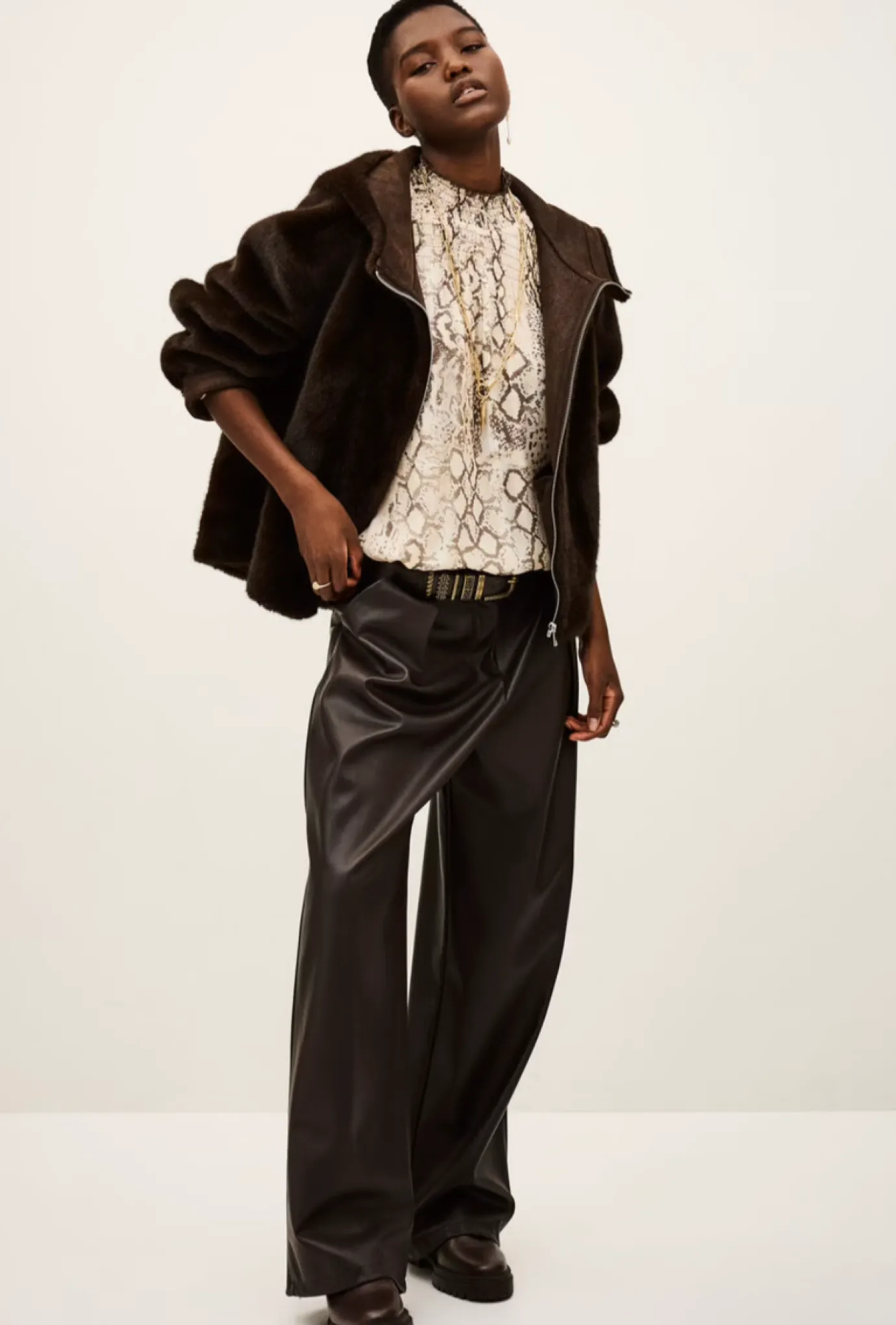Pandy Faux Fur Jacket in Chocolate Brown