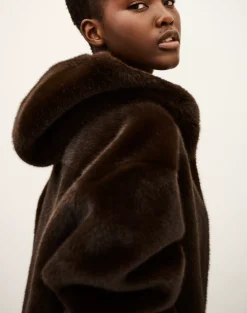 Pandy Faux Fur Jacket in Chocolate Brown