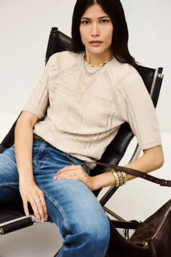 Philo Short Sleeve Beige Pullover