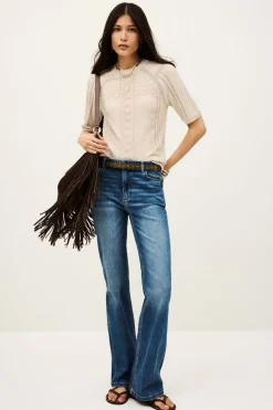 Philo Short Sleeve Beige Pullover