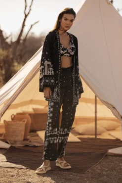 Pia wide leg Sierra print satin pant