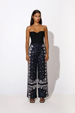 Pia wide leg Sierra print satin pant