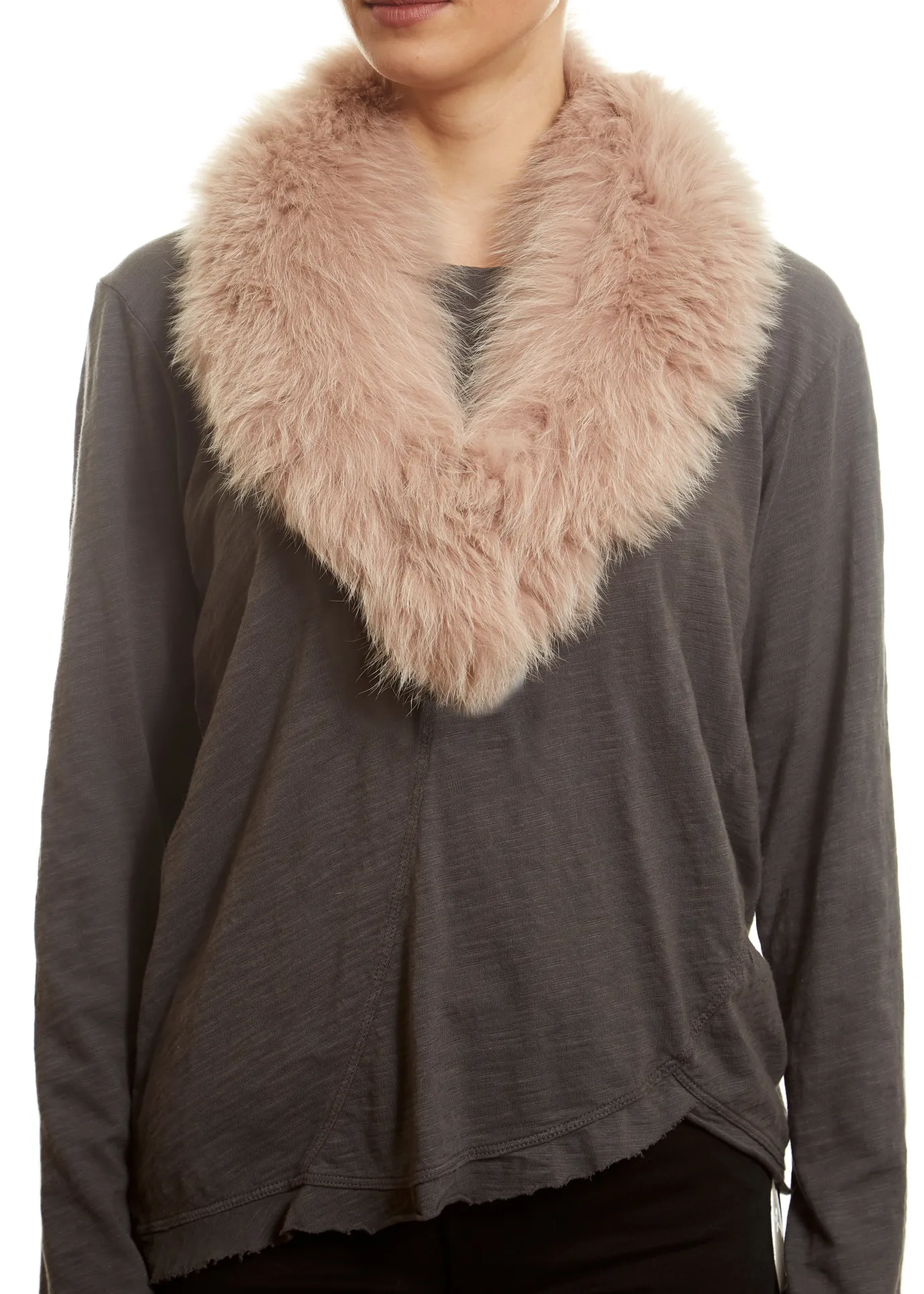 Pink Genuine Fox Fur Collar