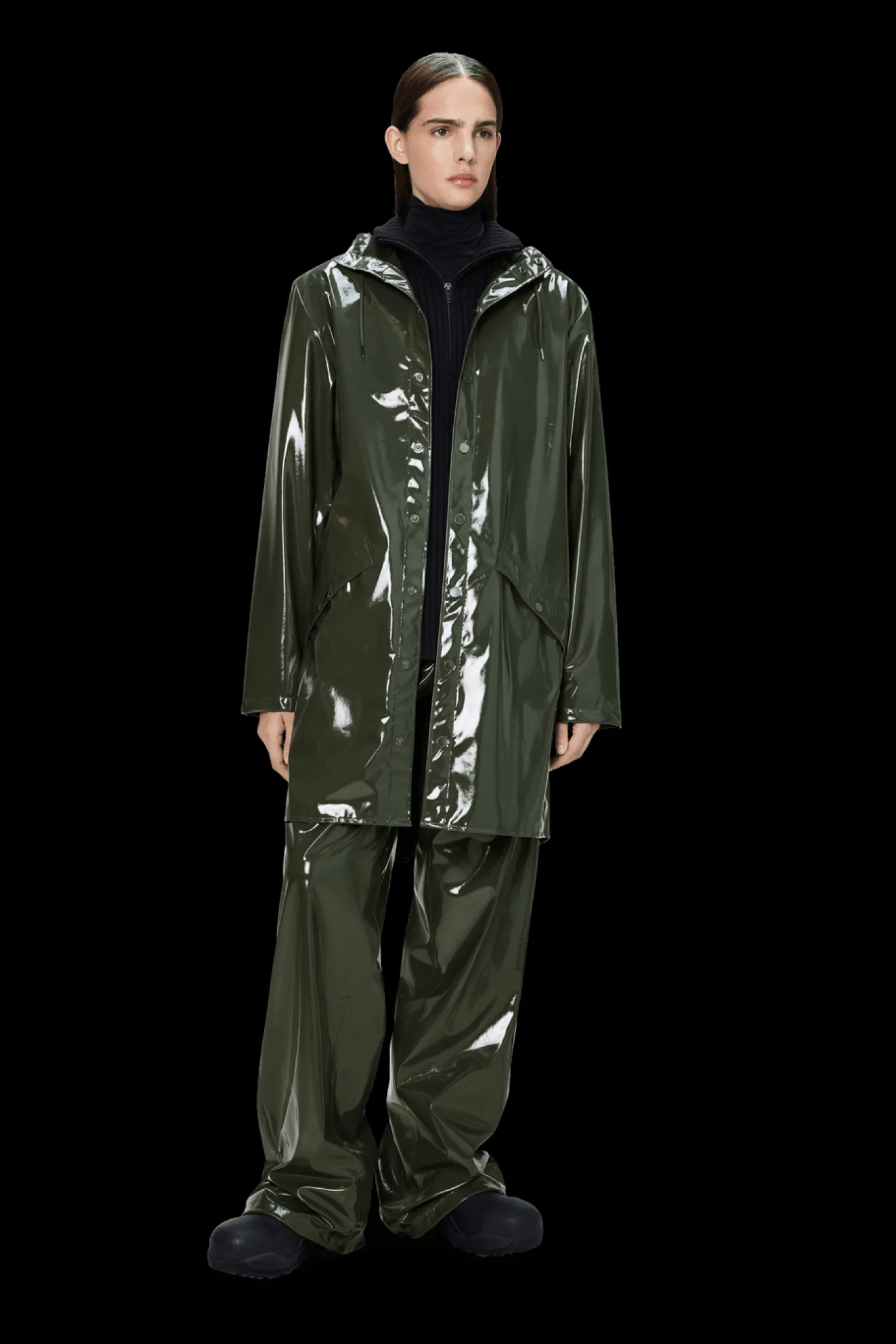 Rains Long Jacket in Swamp