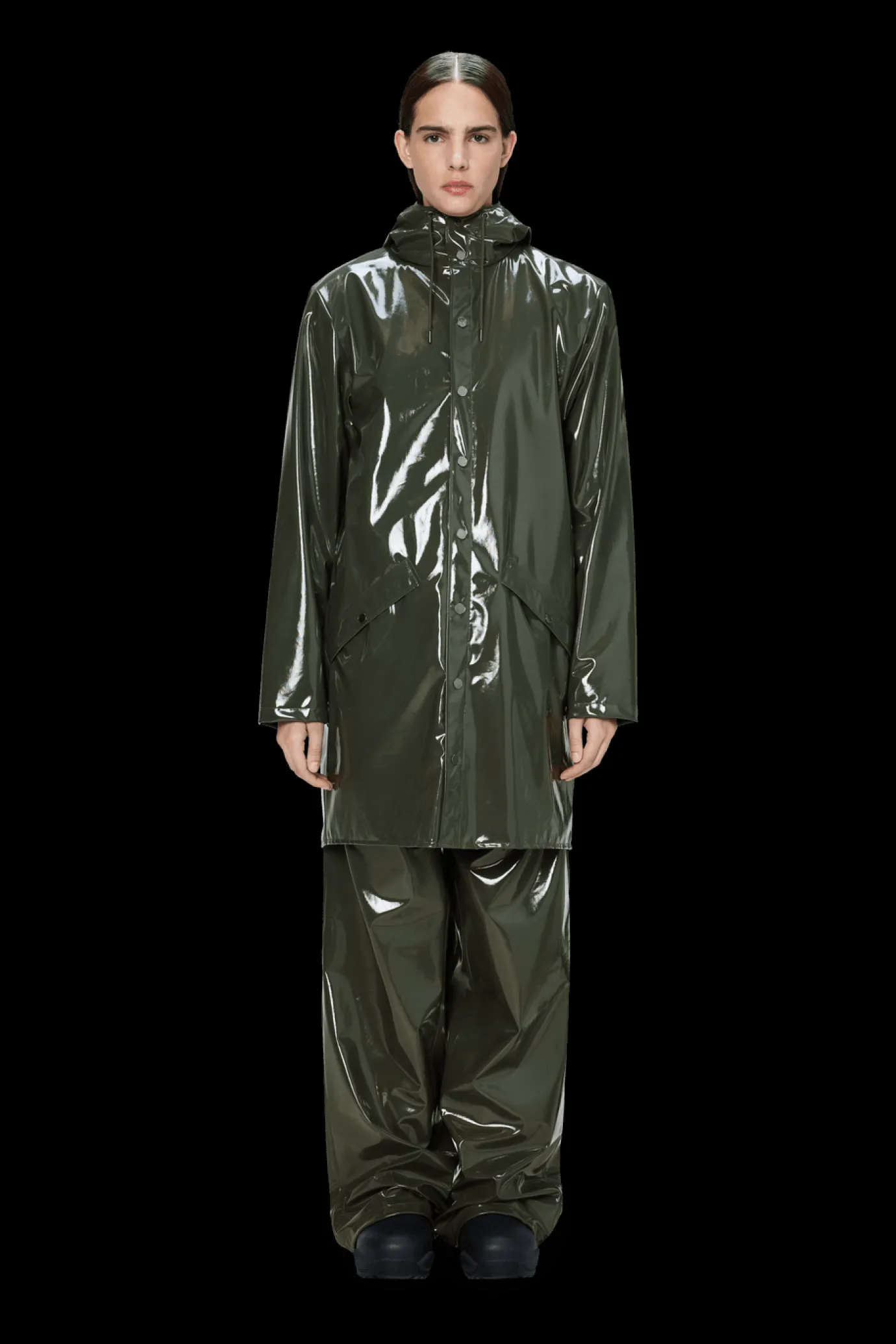 Rains Long Jacket in Swamp
