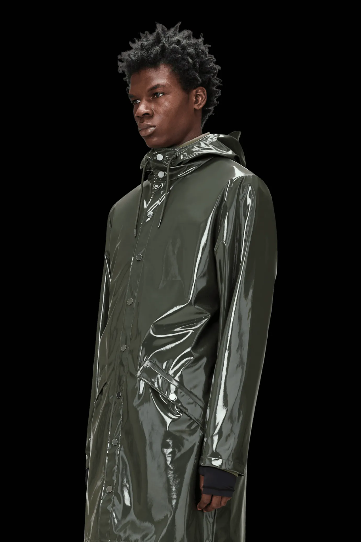 Rains Long Jacket in Swamp