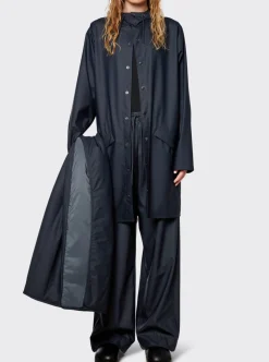 Rains Navy Long Jacket