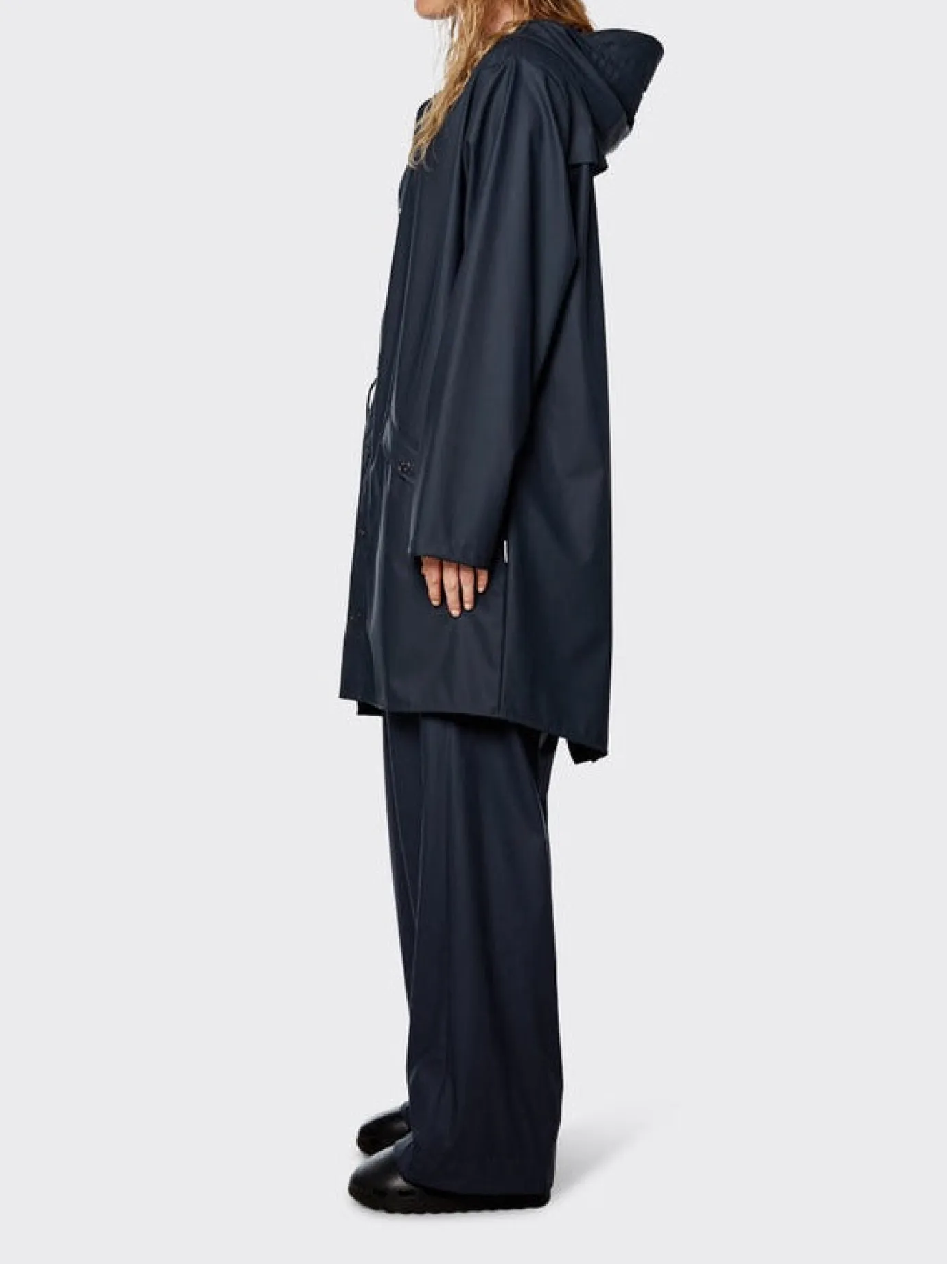 Rains Navy Long Jacket