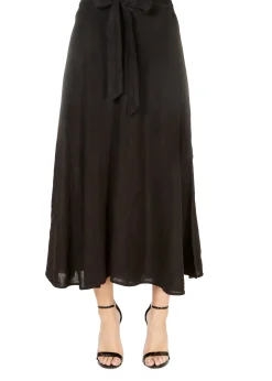 'Raleigh' Black Wrap Midi Skirt