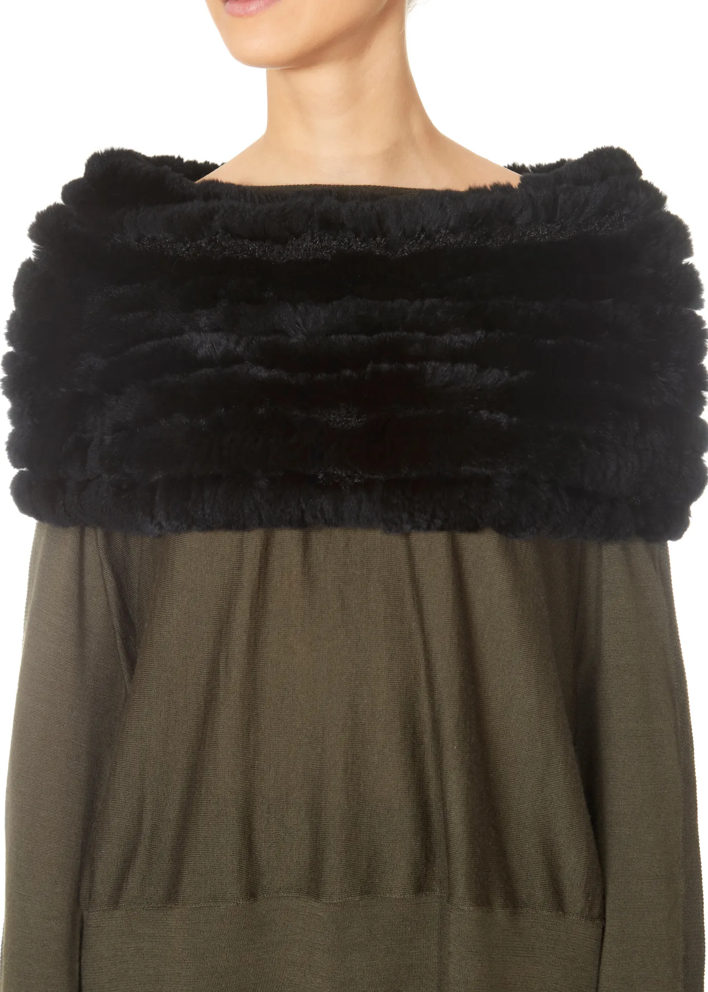 Real Rex Rabbit Fur Shoulder Snood Black