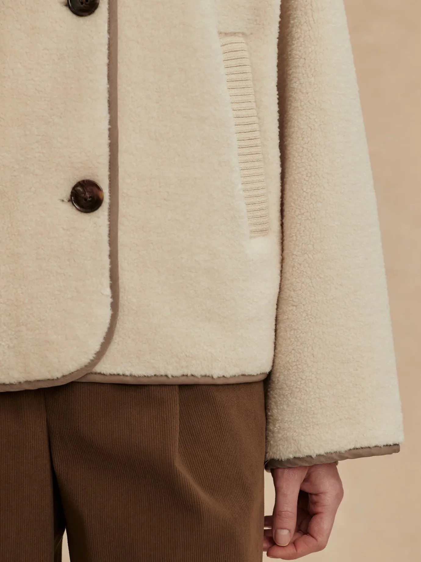 Romane Boxy Sandshell Sherpa Jacket