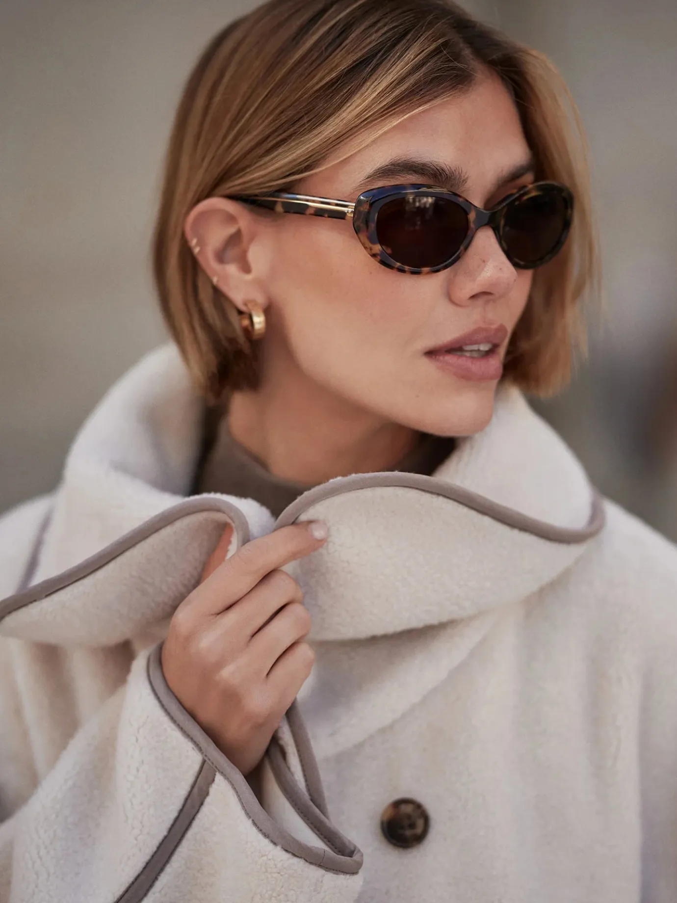 Romane Boxy Sandshell Sherpa Jacket