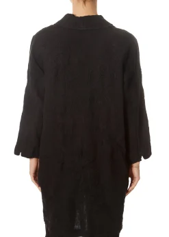 'Sadie' Heavy Black Linen Coat