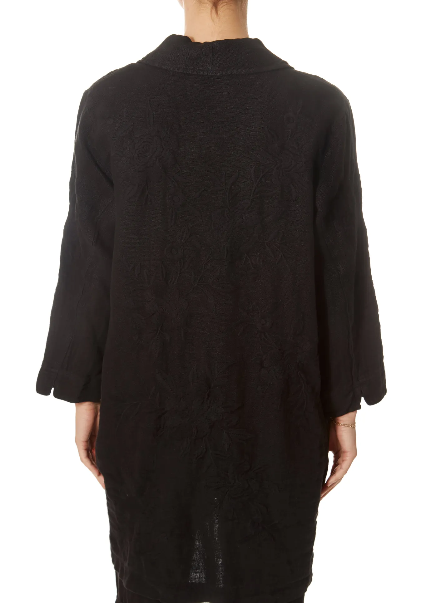 'Sadie' Heavy Black Linen Coat