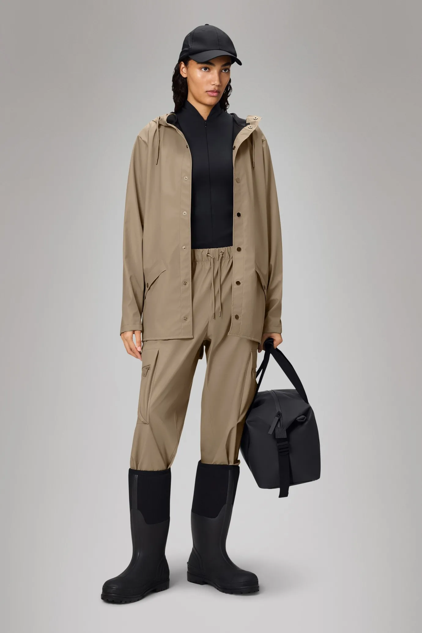 Short Rain Jacket In Beige