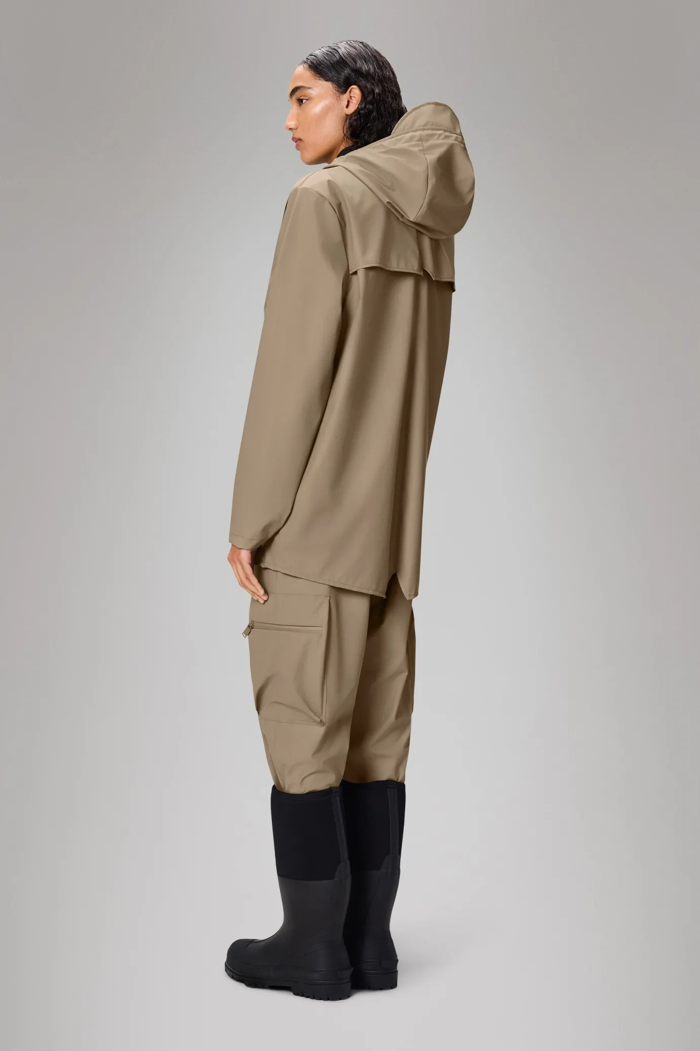 Short Rain Jacket In Beige