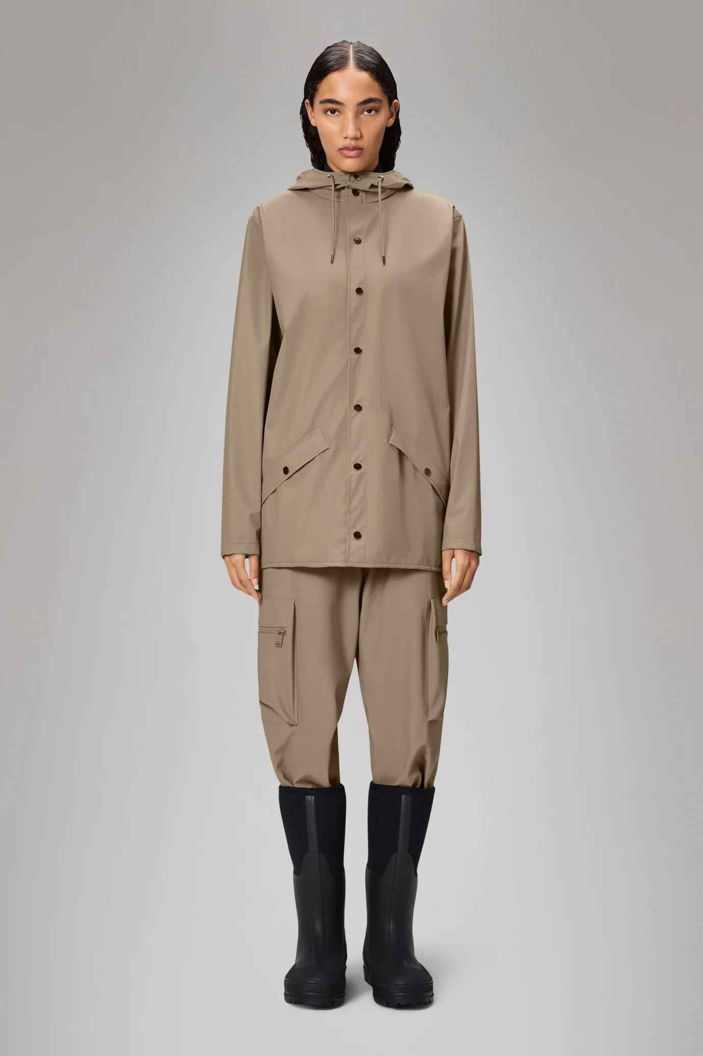 Short Rain Jacket In Beige