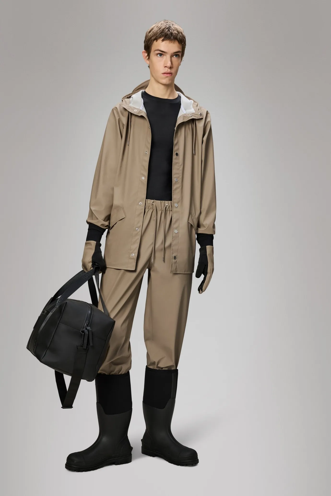 Short Rain Jacket In Beige