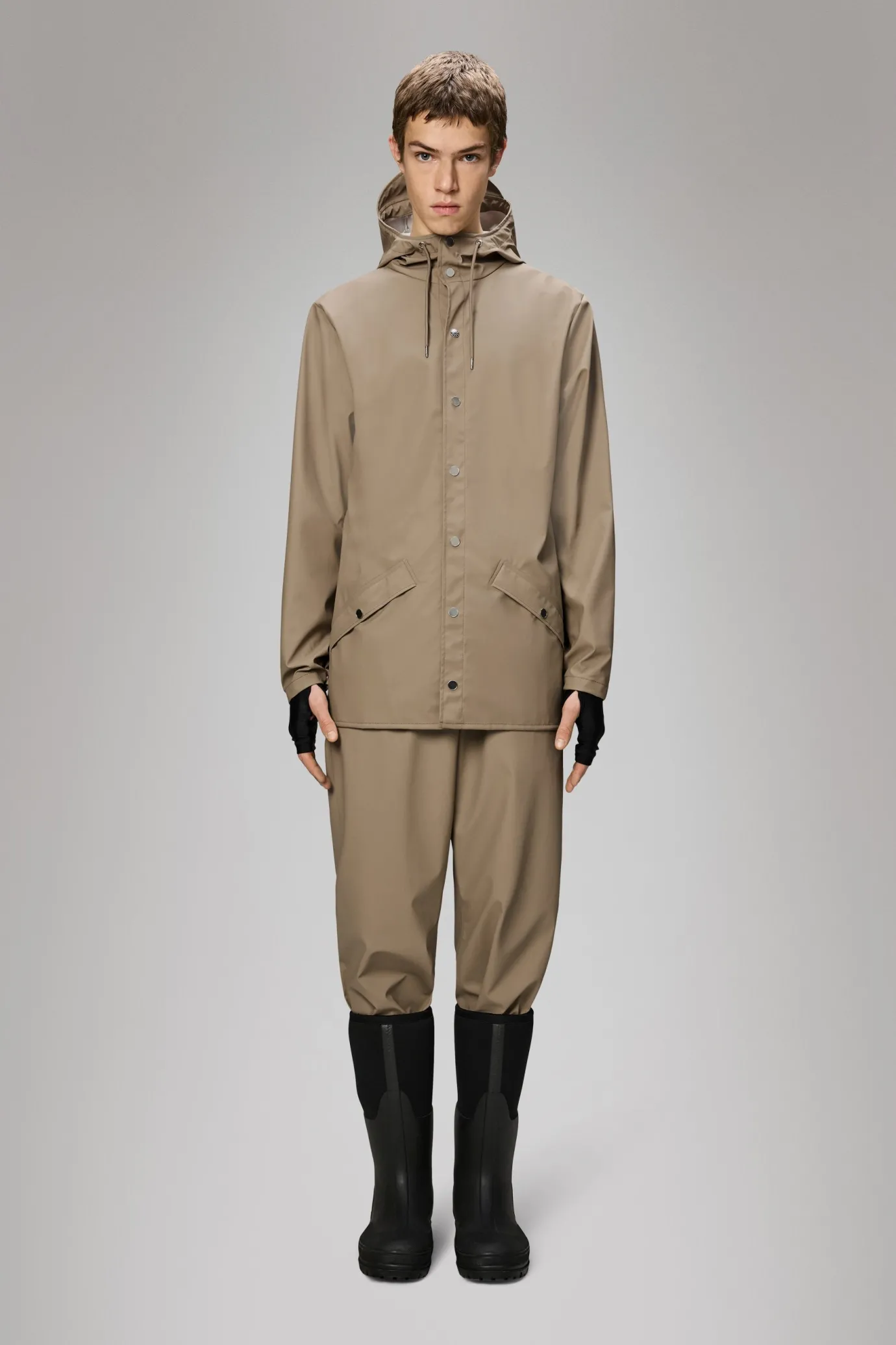 Short Rain Jacket In Beige