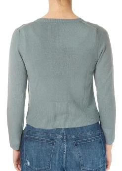 Short Ribbed 'Clay Green' Cashmere Cardigan