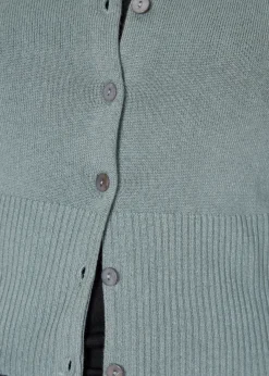Short Ribbed 'Clay Green' Cashmere Cardigan