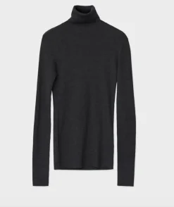 Sierra Merino Black Ribbed Polo Neck