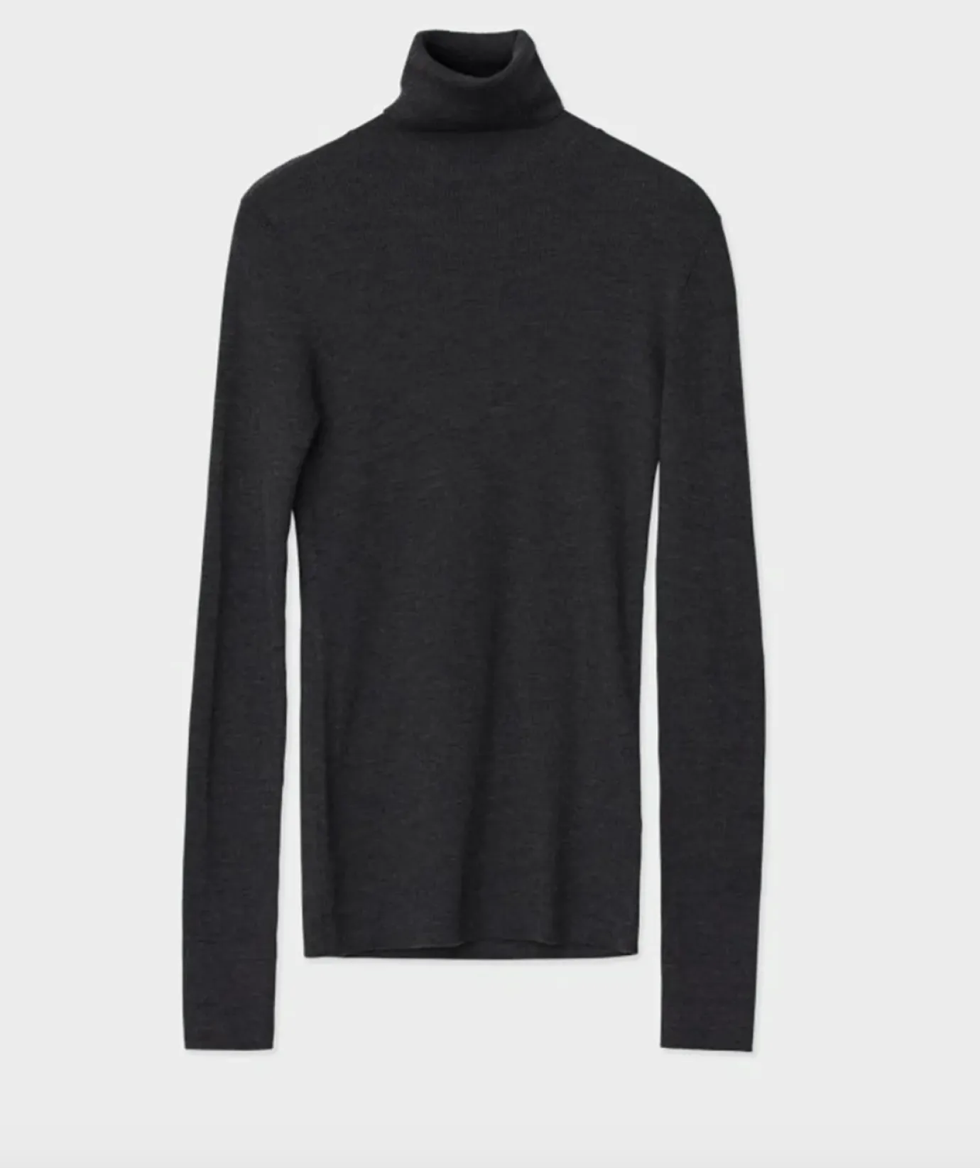 Sierra Merino Black Ribbed Polo Neck