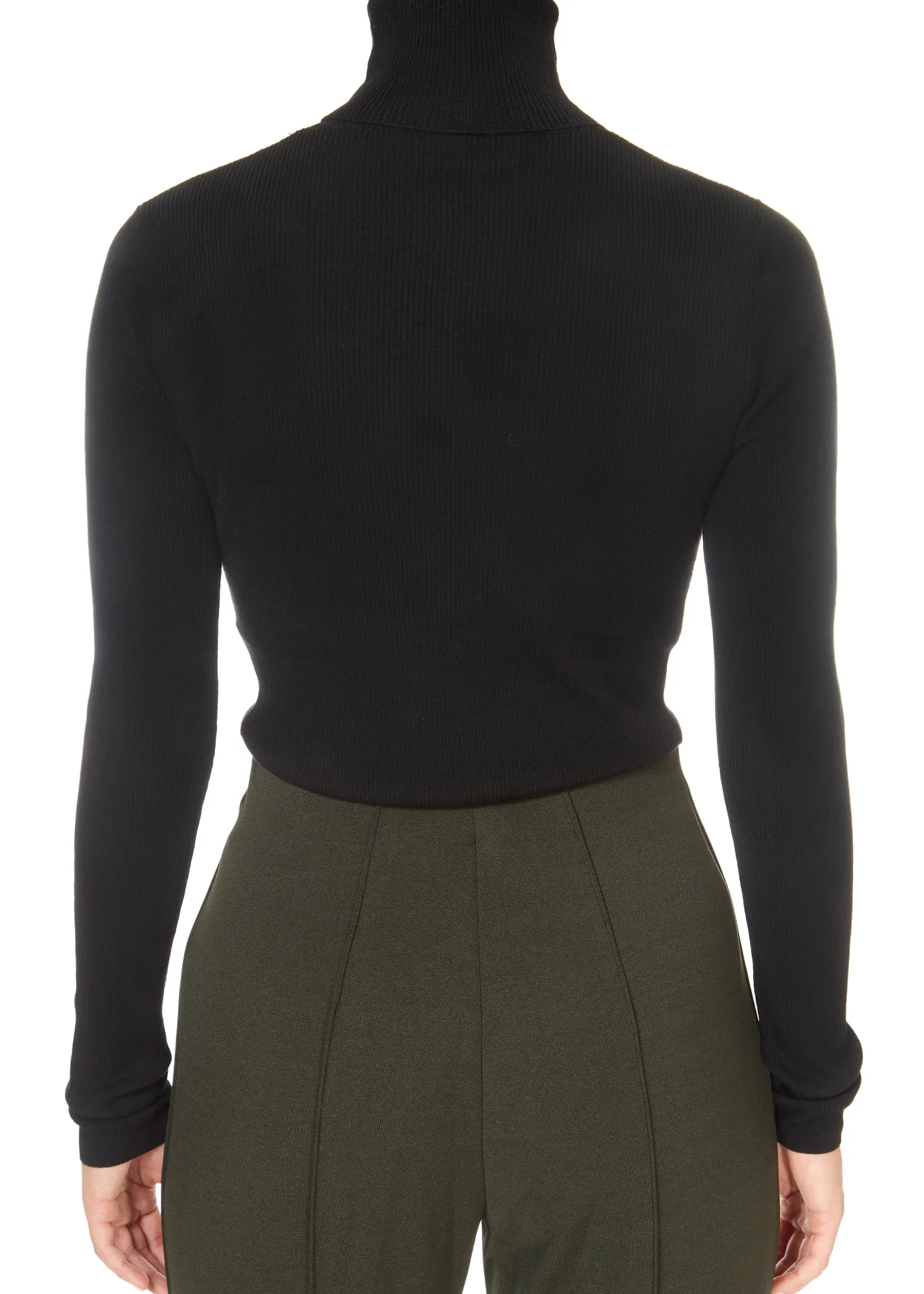 Sierra Merino Black Ribbed Polo Neck