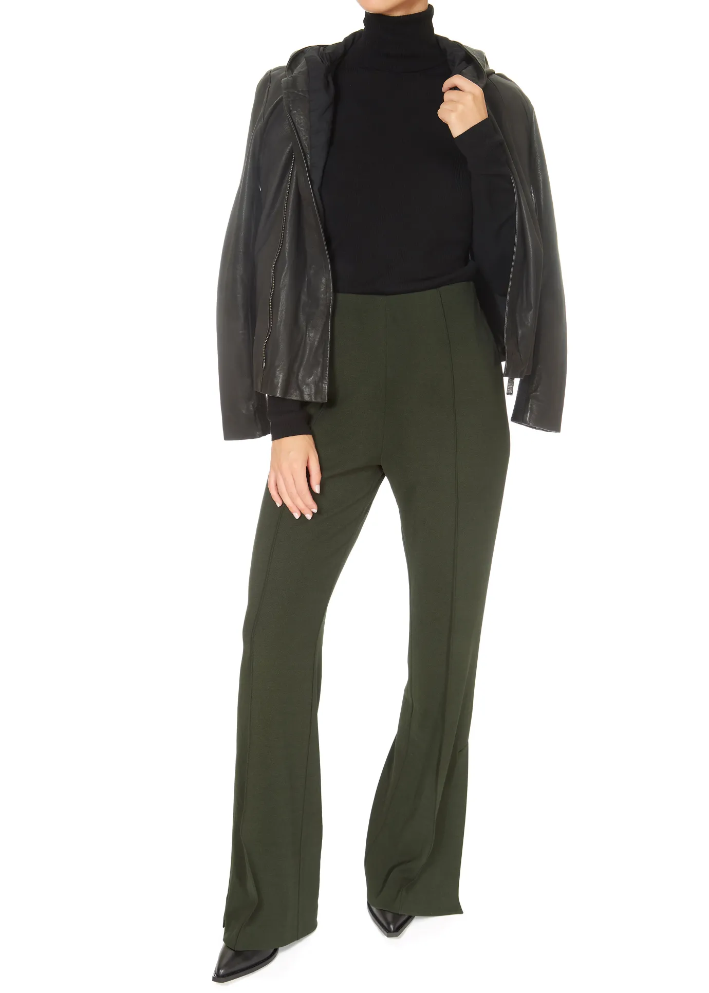 Sierra Merino Black Ribbed Polo Neck