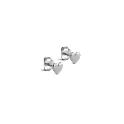 Silver Heart Studs