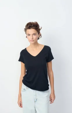 Sonoma Black V Neck Slub T Shirt