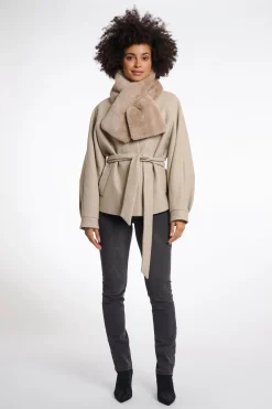 Stip Faux Fur Loop Scarf