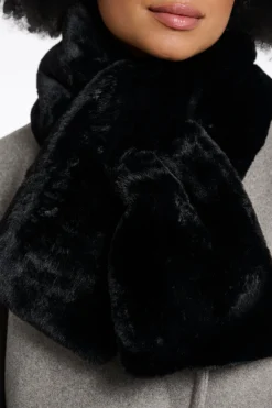 Stip Faux Fur Loop Scarf