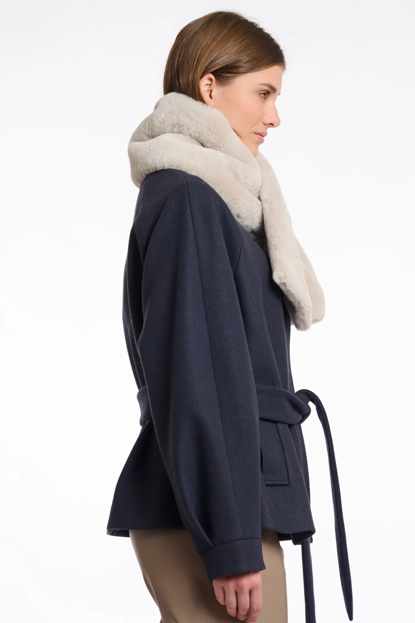 Stip Faux Fur Loop Scarf