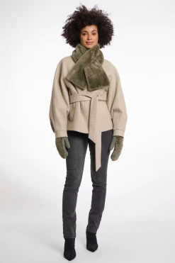 Stip Faux Fur Loop Scarf