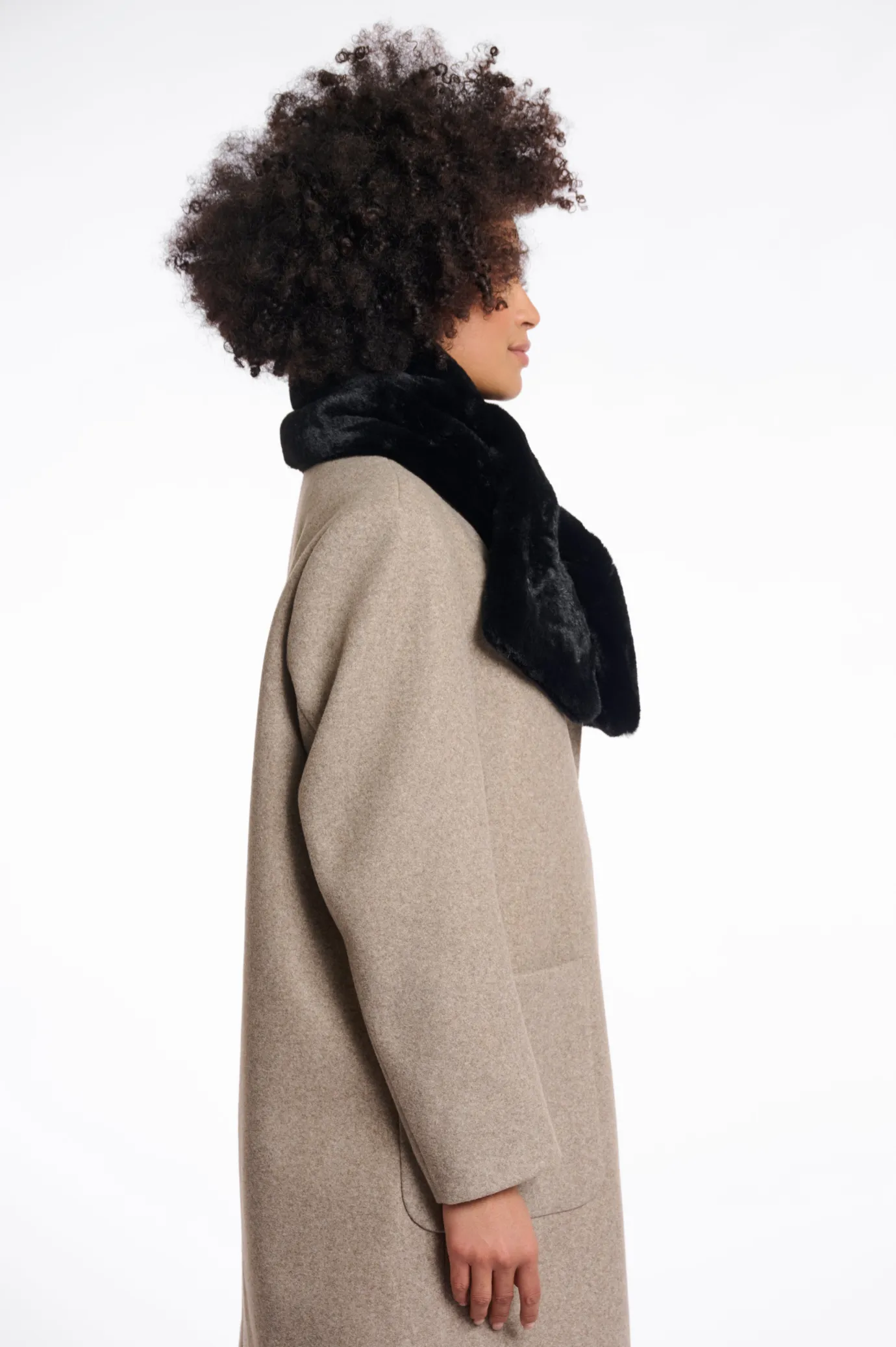 Stip Faux Fur Loop Scarf