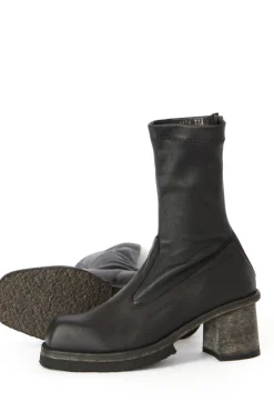 Stretch Leather Heeled Boot