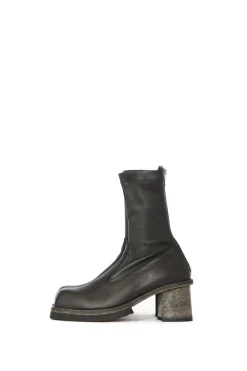 Stretch Leather Heeled Boot