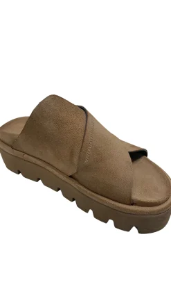 Tan Suede Platform Slide