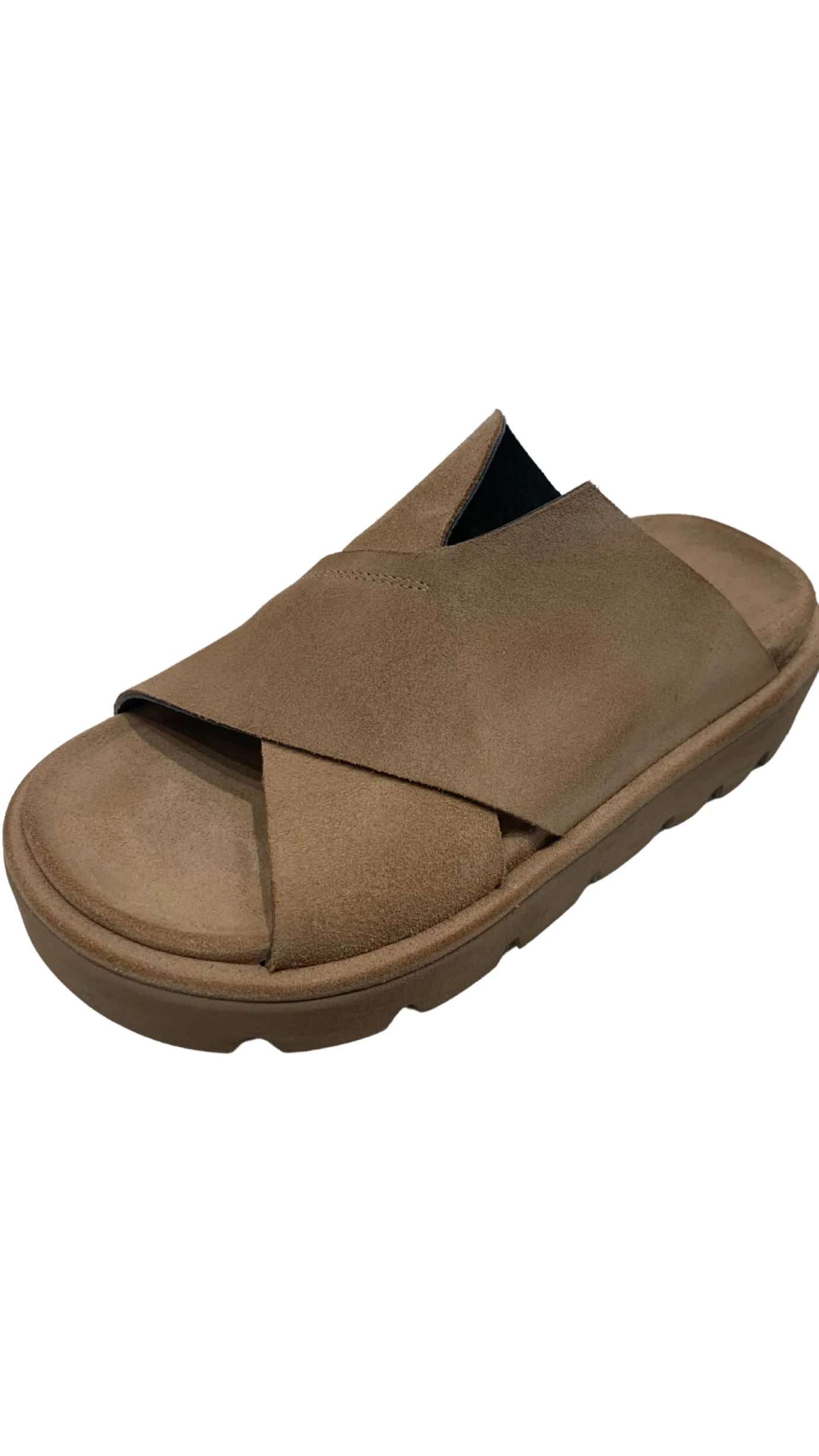 Tan Suede Platform Slide