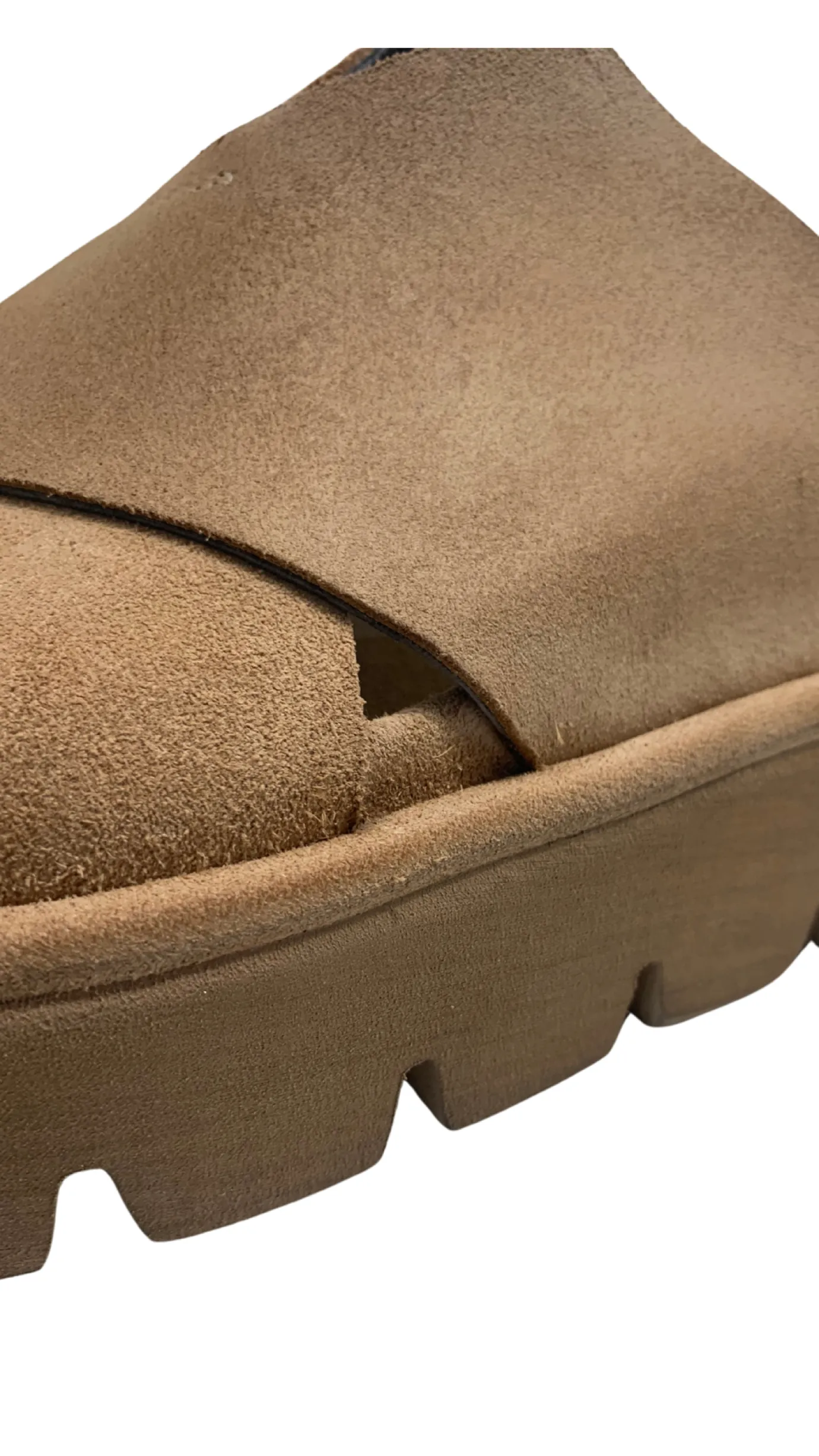 Tan Suede Platform Slide