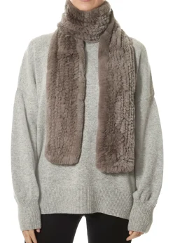 Taupe Grey 'Open' Real Rex Rabbit Fur Scarf