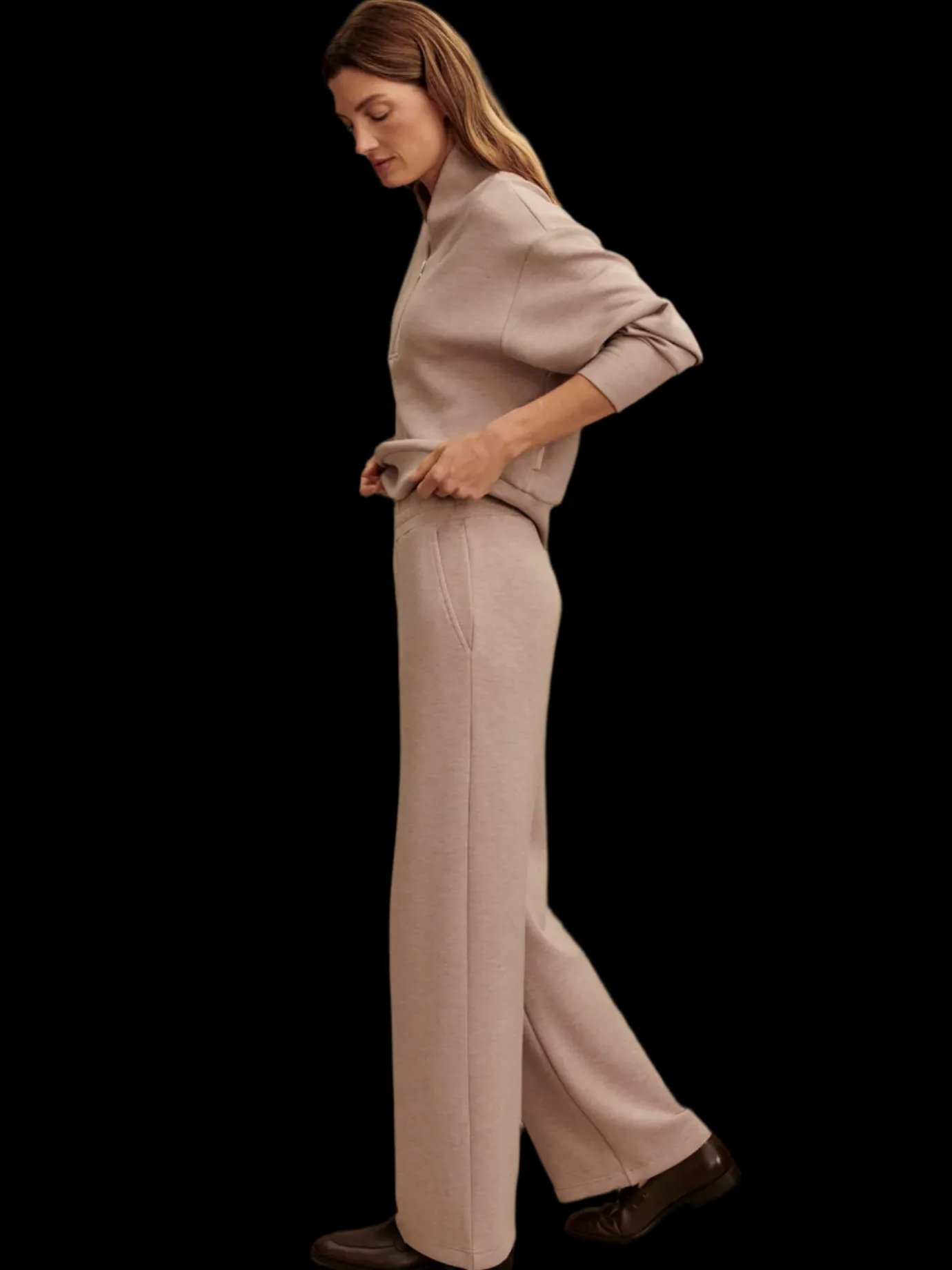 Taupe Marl Wide Leg Pant 30"