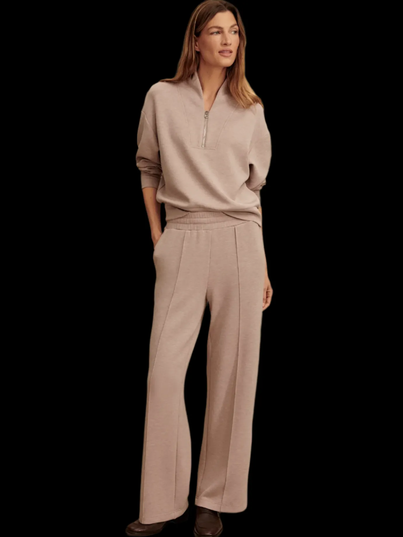 Taupe Marl Wide Leg Pant 30"