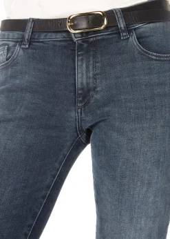 Thin Black Belt With Gold Buckle