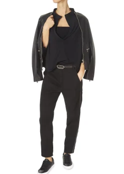 Thin Black Belt With Gold Buckle