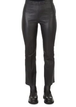 'Tyson' Crop Flare Leather Trousers