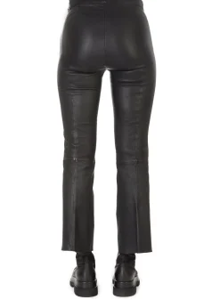 'Tyson' Crop Flare Leather Trousers